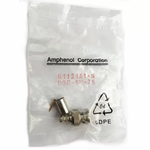 CONECTOR BNC MACHO PARA CABLE RG6 DE PONCHAR. Marca: AMPHENOL. Referencia: B1121A1-ND3G-6U-75