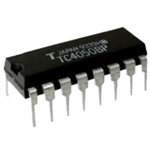 IC CMOS HEX NON INVERTING BUFFER CONVERTER. Marcas: TOSHIBA – RCA. Referencias: TC4050BP y CD4050