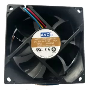 VENTILADOR 12V 0.70A  4 CABLES DOBLE BOLA. Marca: AVC. Referencia: DS08025B12U-P124